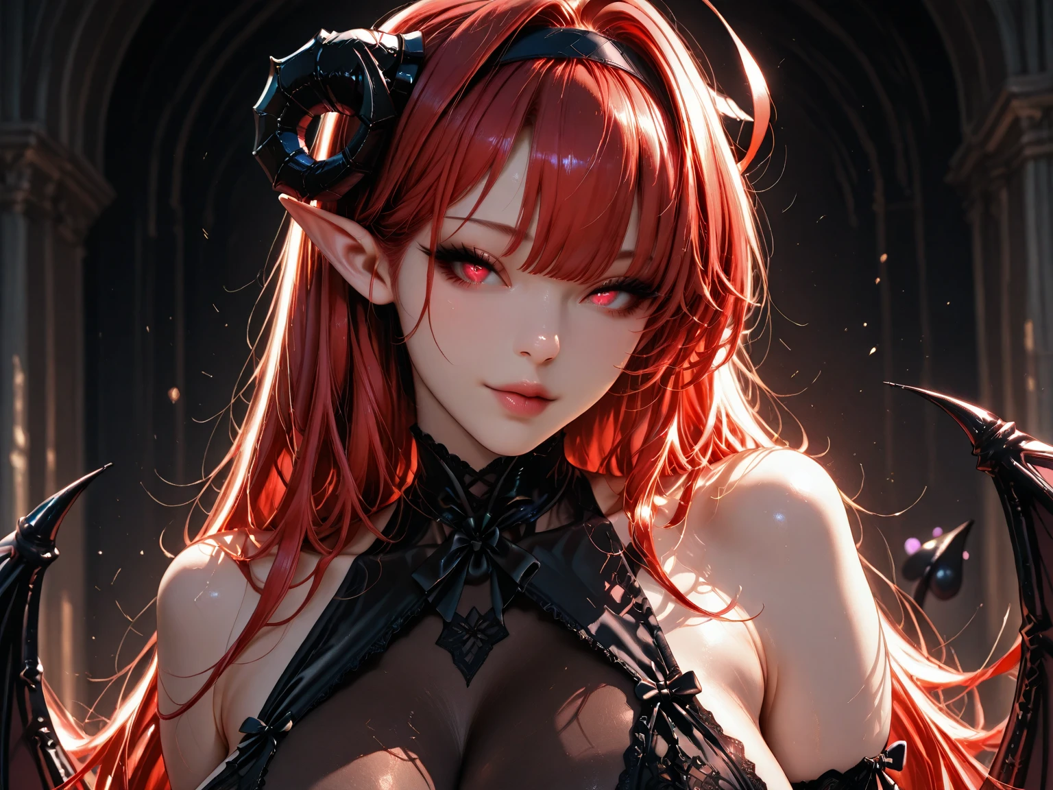 black eye.smile, Inner Color, Hide your ears, Long Hair, chest, Redhead, ,cute,Rifles,The woman I'm after Highway at night