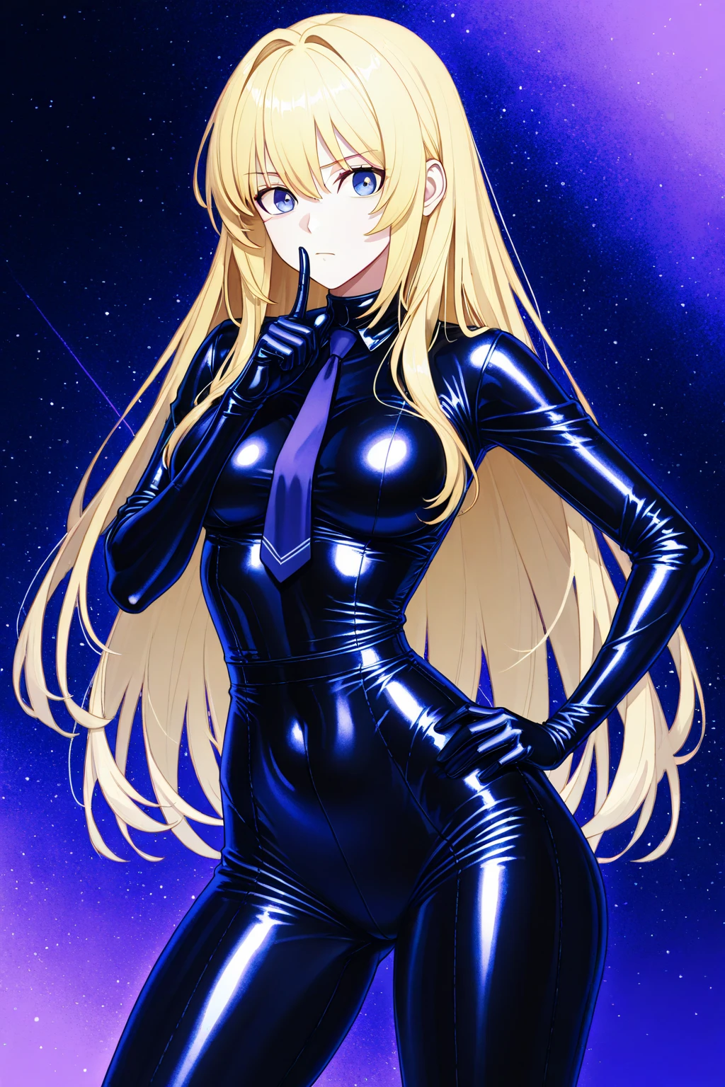 BDSM、Queen、mistress、(((One girl)))、solo、(((Long gloves covered to the fingertips in black latex:1.4 )))、(((Black latex corset dress:1.4)))、(((The corset dress is decorated with beautiful lace.)))、(((Corset dress with shoulder straps)))、(((Black latex tight mini skirt:1.4)))、(((Black Thigh Boots)))、Stiletto heels、(((Black latex panties)))、(((Black latex bra)))、(((Black leather collar)))、(((Sexy pose)))、Wide-open legs、(((Erotic)))、(((Cowboy Shot)))、highest quality, Super quality, 16k, RAW Photos, Realistic, Incredibly absurd, Very detailed, delicate, Flashy and dynamic depiction, Space Battleship Yamato, Material, Long Hair, Blonde, (Cowboy Shot:1.3), Beautiful and cool woman, sad, Fleeting, Melancholic expression, Sharp eyes, Sharp Face, Slender and perfect proportions, Tight waist, Lip Makeup, Long eyelashes, Detailed pupil, Detailed skin texture