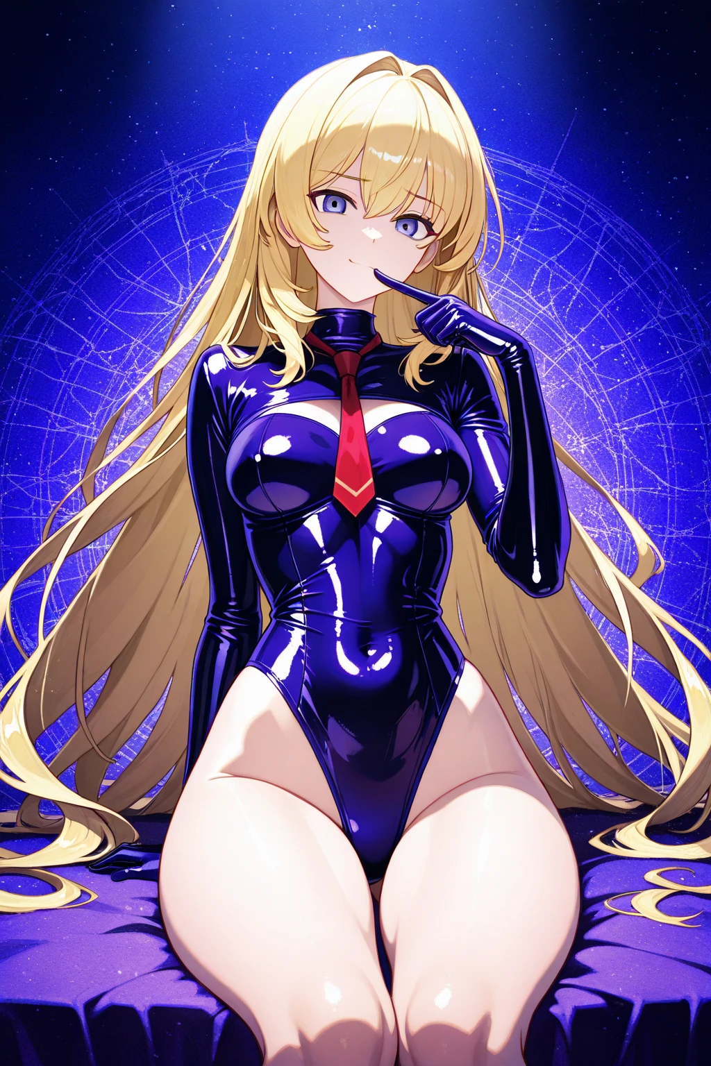 Sentai Series、1girl、Young face、Villainous female executive、A purple leotard that only covers the nipples and crotch、Gold decoration on chest、sexy、Blonde、Red eyes、Handsome face、Coral-colored lips、Slender body、Perfect proportions、Fishnet tights、short boots、rubber gloves、Wicked Smile、((Devilish decoration))、The navel is exposed、Open chest、Shoulders are exposed、(put your feet on the man)、Bewitching aura、1boy、(The man is falling)、After the battle the man lost、((A female executive is trampling on a man&#39;s penis))、Angle from below、amazon position、Grabbing a man&#39;s ankle、