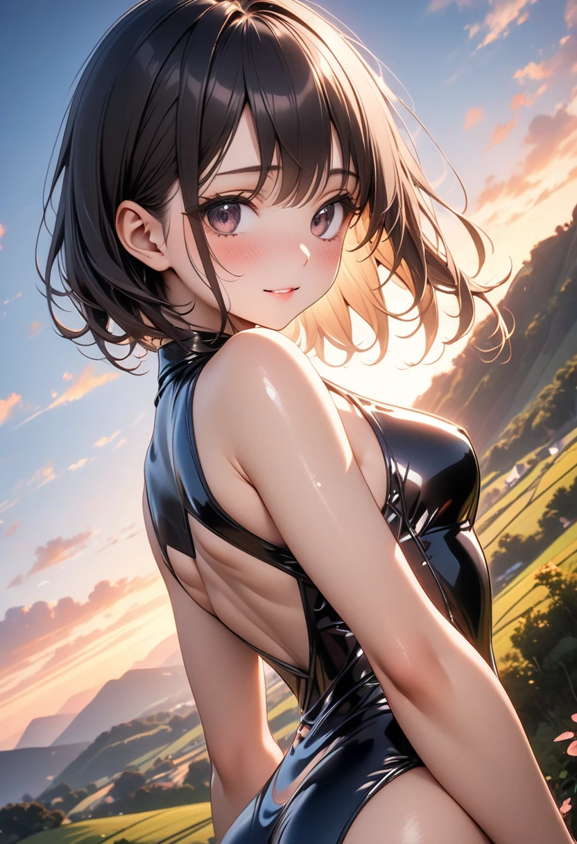 (One girl:1.5),,(Smile Beam:1.5),(whole body),((Huge breasts:1.6)),(垂れ下がったHuge breasts:1.6), ((Cleavage:1.5)),((Swimsuit:1.5)),, 40 years old,masterpiece,super high quality, Very detailed,Perfect photo,3D,8k,High resolution,Enchanting anime girl, Medium Hair:1.3,Black Hair,(black eye:1.5),Sporty hairstyles,Smooth anime CG art,Huge breasts、Realistic、Perfect body line、aerial photograph、aerial photograph、Destroying the city with a smile、 (A giant girl bigger than a skyscraper destroys the city of Shibuya:1.5)、cute、 swimsuit school swimsuit　Lying down 