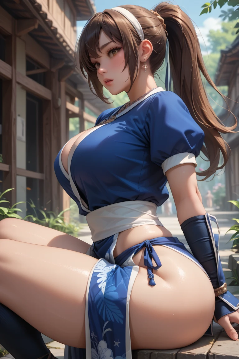 (((完美figure,figure,chinese clothes, (((long hair,ponytail,Brown pupils))),S型figure:1.7))),((masterpiece)),high resolution, ((Best quality at best)),masterpiece,quality,Best quality,((( Exquisite facial features,looking at the audience,There is light in the eyes,Happy,nterlacing of light and shadow,huge ))),(((looking into camera,Bend forward,from behind,plump ass)))