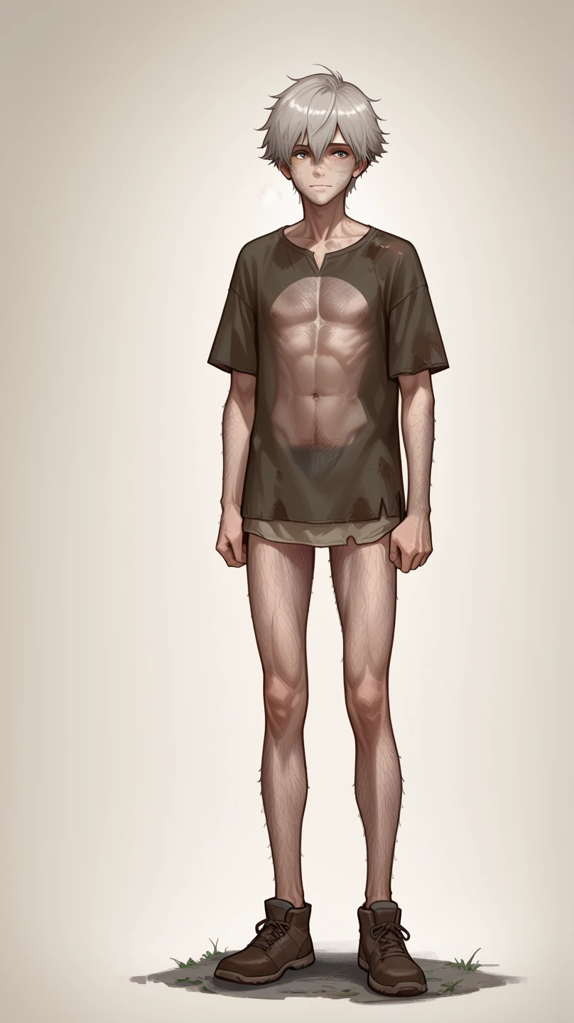 Young Adam Sandler, 1male, 4k, highly detailed, slim, ((short hair)), (full body), ((nude)), (plain white background), standing, barefoot