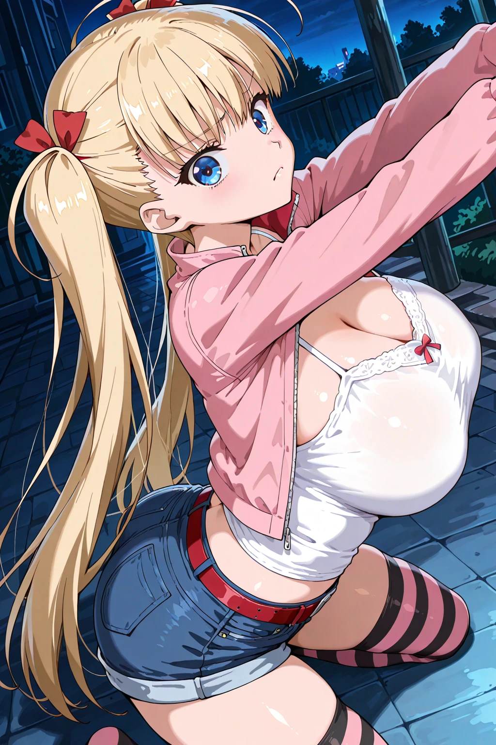 himikotoganova,(1sexy),(1girl)(1Pretty),Short school skirt, showing panties, breasts showing,