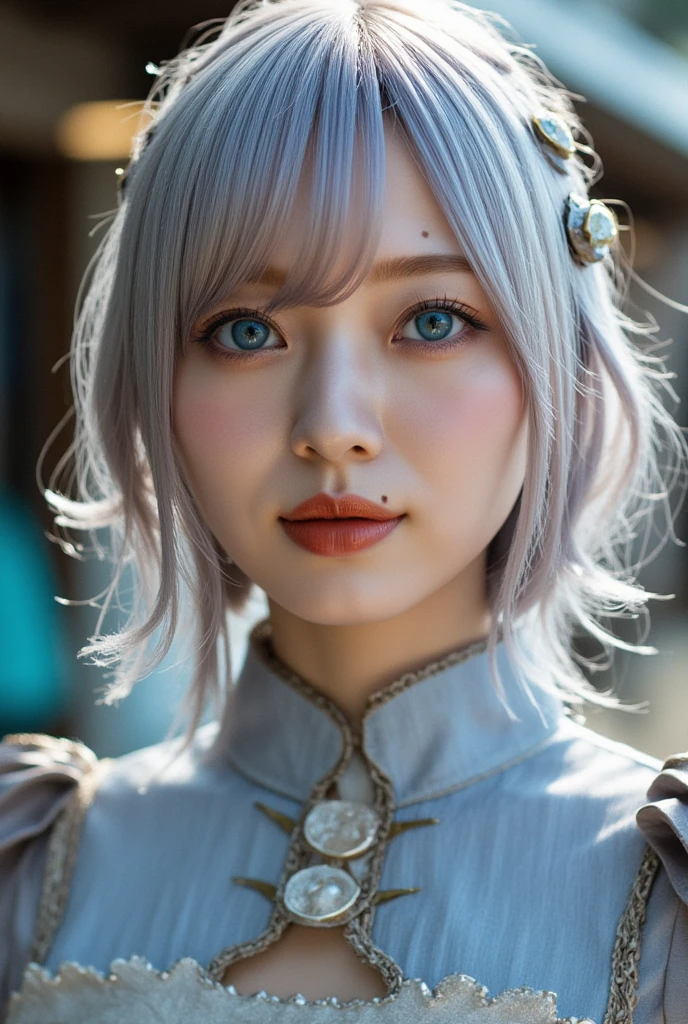 Ultra detailed illustration painting of a bedazzling wild enviroment, high angle, rule of thirds depth of field intricate details, beautiful cute bad girl confident woman with platinum white hair looking into the camera, concept art, subtle colors, fantastical realm, extremely detailed, ultra sharp focus, light particles, attention to detail, grandeur and awe, cinematic, stunning visual masterpiece, double exposure, 8k, photorealistic, strong outlines, dynamic pose, cinematographic scene, retro look, retro style,