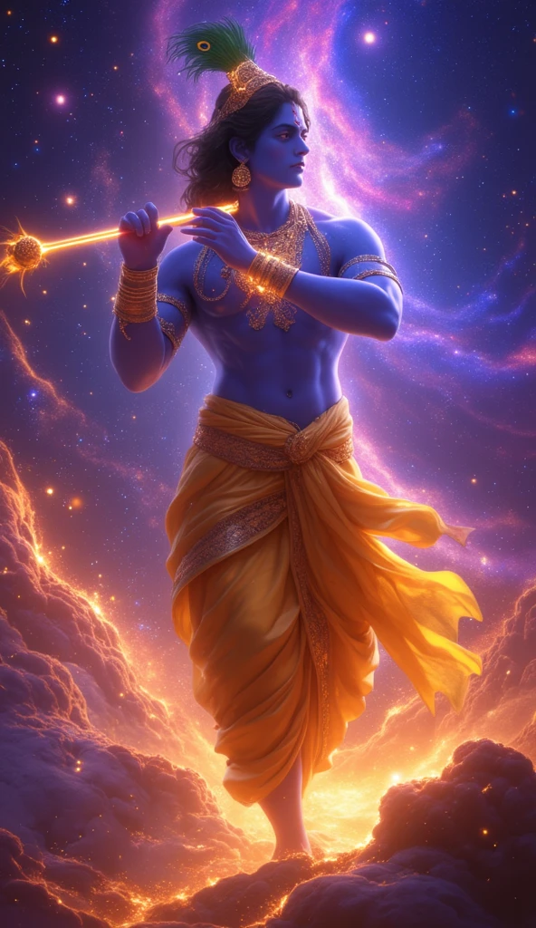 Krishna stands on galaxy 