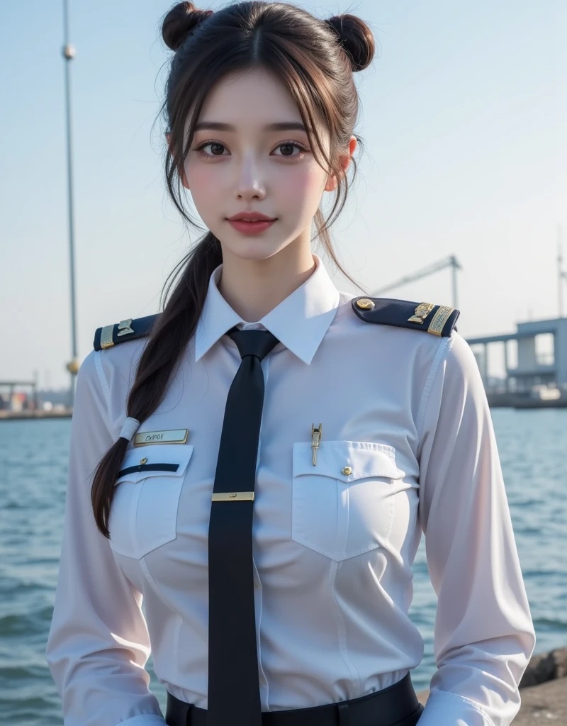 NSFW,((Highest quality、8K、masterpiece:1.3))、Sharp focus:1.2、Beautiful woman with perfect figure:1.4、(((Small breasts A cup)))、Wet body:1.2、(((Highly detailed face and skin texture)))、Detailed Eyes、double eyelid、Bondage,Slave,thin、Esbian all over,From below,(((Breasts protruding from the uniform)))、Prime lens 85mm、F-number release、long hair、Backlighting、I&#39;m spreading my legs、Black underwear、