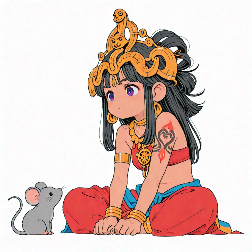 ((masterpiece), best quality, high quality, professional quality, highly detailed, highres, perfect lighting, natural lighting), Sorcerer, Mogul, Short, Slim, Diamond-Shaped Face, Olive Skin, Black Hair, green Eyes, Narrow Nose, Full Lips, Receding Chin, Verdi, Bald, Buzz Cut, A desert oasis, with shimmering pools of crystal-clear water and palm trees swaying in the breeze,sleek, terrifying biomechanical creature, A small, rocky moon orbiting a gas giant, with a network of subterranean tunnels carved by ancient inhabitants., Underground Colony, manticore,portrait, nightmarish, pale white ghost, Dark Skin, Brunette with a high ponytail and sleek straight hair, golden velvet lipstick, with a river flow in the background