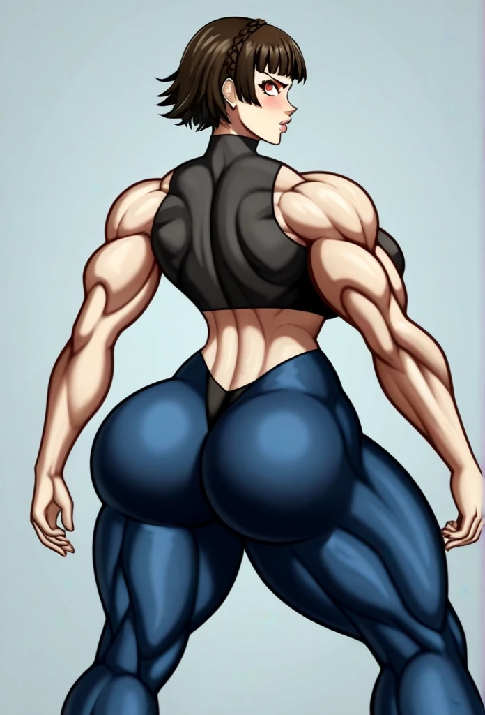 Amazon Woman, slim buT muscular body, huge breasTs, long legs, blue hair, ponyTail hairsTyle, red eyes, i Don'T'Don'T have shoes, combaT uniform, 8K, hd, masTerpiece, full body, whiTe background, full body shoT, maTure woman, maTure woman, generous waisT circumference, big ass, plus size model,