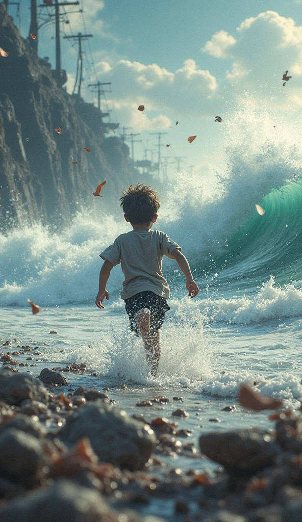 A child playing on a sunny happy beach, their laughter as they build a simple sandcastle, emulate Nikon D6 high shutter speed action shot, soft golden lighting.