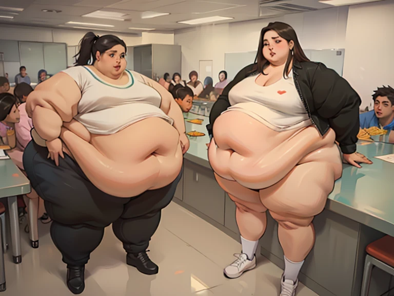 Fat Man, slender woman, succubus, gender transformation, full body, simple background,