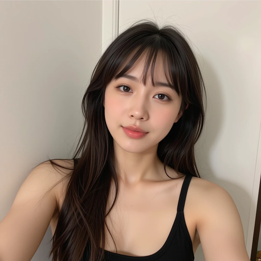 prospect: Gorgeous Woman ,. She is playing with the camera with a faint smile.., (In the Dark), , Perfect Eyes, Perfect hands, Perfect body, Perfect very long hair, Accurate身体, masterpiece, Accurate, Anatomically correct, Rough skin, Very detailed, Advanced Details, high quality, 最high quality, High resolution, 16K, 8K, Looking into the camera,Bold mini dress、Thighs、Thighsまで伸びた髪、Beautiful Hair、Beautiful Hair、shiny hair