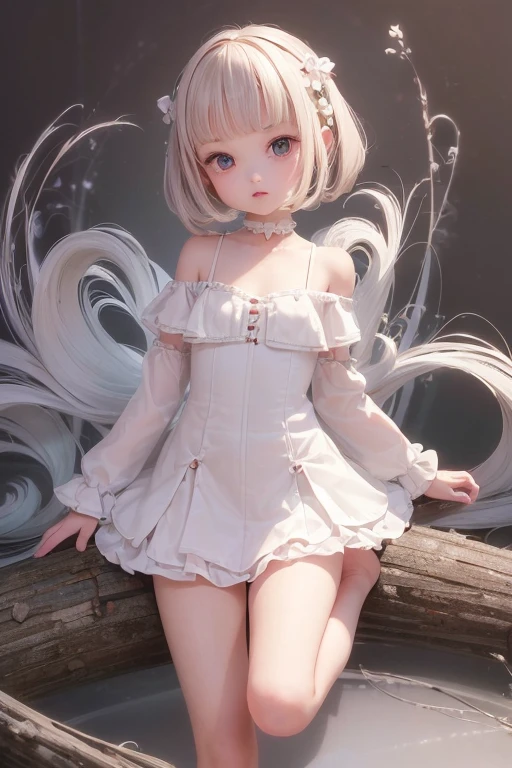 (No background), ((cute)), (Gray Hair), (Braid), , costume