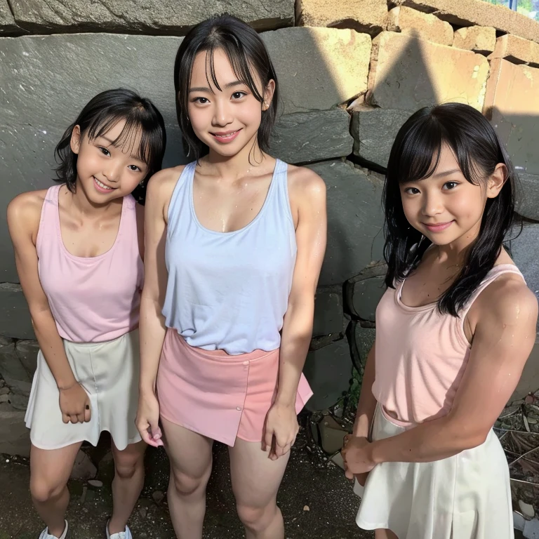 10-year-old bread、10 year old girl with short hair. Show me the smallest breasts and vaginas and smileys.M o'clock leg open、suntan.