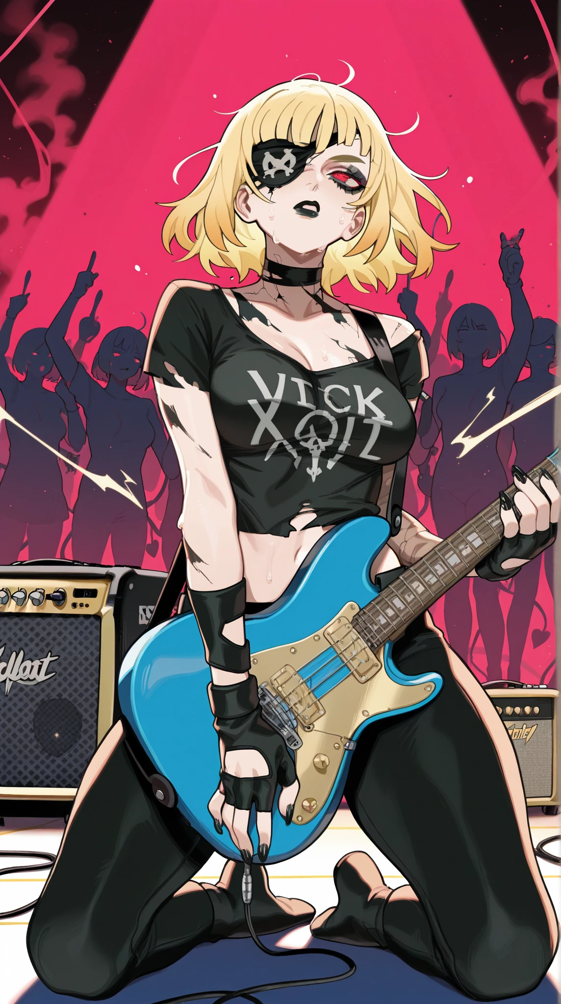 Alice in Wonderland、Showing panties
((Hardcore Punk Girl))、((British punk rock girl)), ((Circus)), ((play the guitar)),Manga Style, Horror elements, Comic style illustration, (drawing style), Japanese painting, whole body (spooky), Japan sculpture, primitive art, Circus, crazy illustration, Flat Illustration, Blissful smile, spookyな外観, Distinctive messy hairstyle, punk band poster、Crotch close-up
