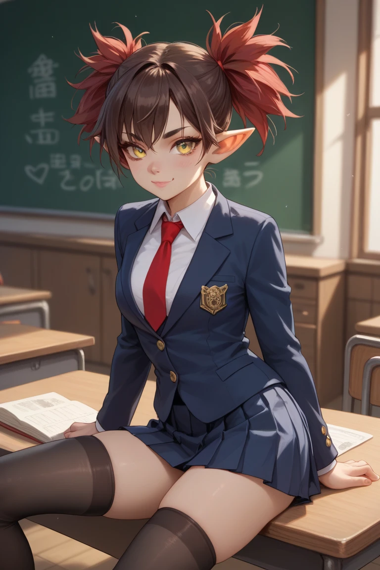 masterspiece、Ultra high image quality、High Accuracy、Young cute beautiful elf、Art Works、Fierce dance、ful body、High Contrast、smalll breasts、Tied waist、small ass、ruffles、Black spats、Oversized clothes、Office Worker、Brown pleated skirt