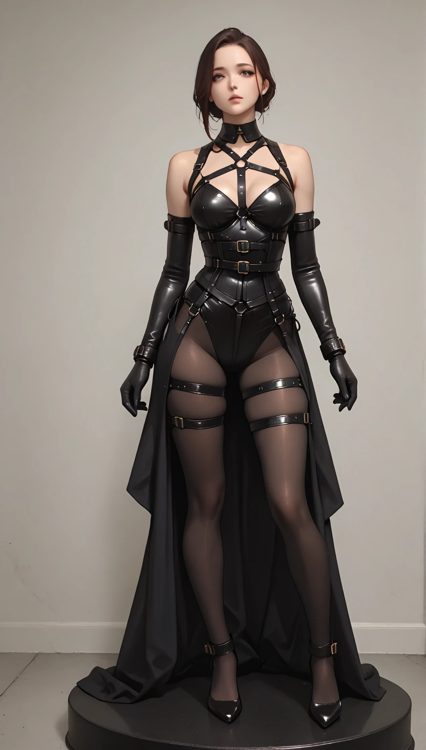 [((Full body photo, standing, feet on the floor)) ] （（The beauty straddles the iron rod）），Tiptoeing，（（Wearing a torn sheer costume of a superheroine）），（with no underpants，no brassiere）），Wet crotch，Wet thighs，Wet thighs，a beauty girl，Highlights slender abs：1.4，（（（nipple tips protruding，areola is protruding，The shape of is clearly visible））， sixpack abs：1.4，Bust Botox，photore，Sharpness，unique 850 4， Koda850 k portrait camera， F1.6 shots， hyper realistic texture， Spectacular light texture， Cinestil 800 fashion mechanic， （futuristic sci-fi battle fashion， Elbow and knee cyberpads， cyber long boots， cyberglove： 1.1）， （tied perfectly by chain）， Restraint， Slaves， Collar， defiance， （（（Tears flow， Crying in pain））， perspired， （（A wide prison with sunshine））， dark fantacy， peeling of the ceiling， broken slabs， Rebar between cracks， Realistic material details，extremy detailed，surreal material，shattered wall，（（torn costume））），soggy，The cloudy，（chain）），（（big emphasized by chains）），（（The chain digs into the crotch）），（（hands tied behind her back，Invisible hand）），（with no underpants，no brassiere），Broken costumes，broken golden shields and battle spears，Boots with white knee pads，White combat gloves，Combat shoulder armor，junkyard， Blood splattered on the face，blood splattere，realisticlying，（Bruises，Dirty，torn laundry，skimpy clothing，bloods：1.3），brown  hair，long whitr hair，Torn Cape，Torn pantyhose，long leges，（（iron pipe in the crotch）），Metal shackles and shackles，（（Chains hanging from heaven）），The wet crotch is clearly visible，At his feet are swords and shields made of Swarovski，parfect anatomy，（Futuristic sci-fi combat fashion， Web pads with broken elbows and knees，ripped cyber long boots，ripped cyber gloves：1.1）， 