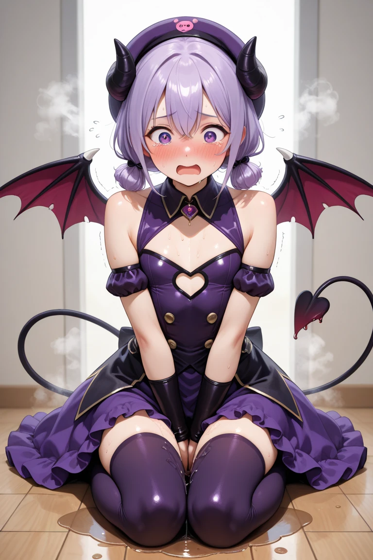 (furry art, Digital art, uploaded_on_e621:1.4, dragon bunny hybrid, anthro furry:1.5), Dragunny "Dragon bunny", Vampire, (((pink fur, purple fur, White fur, male, Male_focus, Solo_focus, femboy, fluffy fur))), wearing latex bunny suit under leather harness, wearing thigh strap, wearing Black latex stockings, large thick Dragon tail covered in fur, Dragon wings, Fit, Flat chest, (RTX on, High detail, UHD, 4K, 8K, Beautiful reflections, Best artist, Masterpiece, hyper detailed, full body, ((((Perfectly drawn face, Perfectly drawn hands/paws))))), inside, sitting on bed, Bedroom, dark, Dimly lit, night time, (((hands on thighs))),