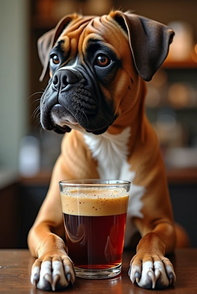 Pitbull drinking beer