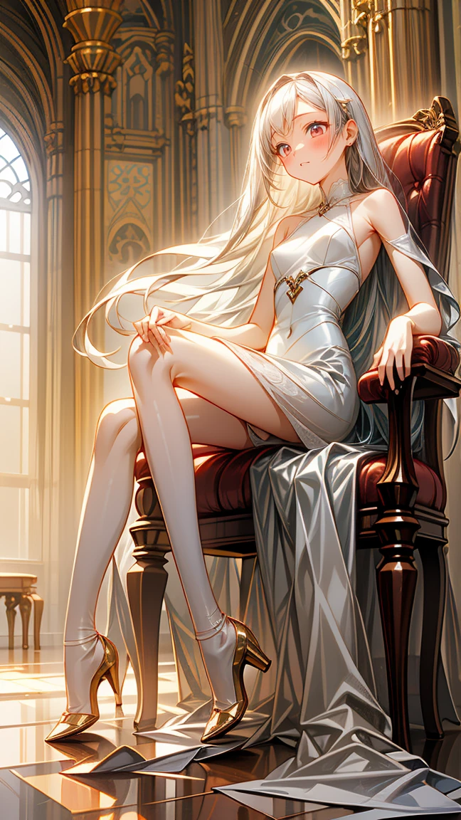 A beautiful woman, young but seductive and sexy, tall, white skin and long legs