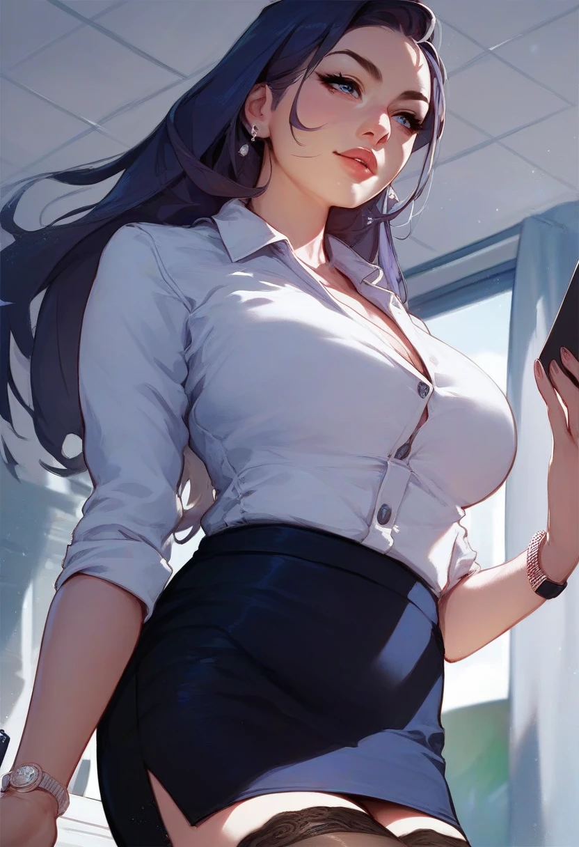 ((Masterpiece)),((Best quality)),Ultra-detailed,illustratio,Explicit,Beautiful body,Beautiful nose,Beautiful character design,Perfect eyes,Perfect face,the wallpaper,超高分辨率,4K,Photography,(Beautiful,Large breasts:1.5),(Beautiful face:1.2),Beautiful legs,Perfect legs,NSFW,full bodyesbian,Shiny skin,Turin Sukumi, 1girll, underwear, Panties, Breasts, Skirt, Red panties, Solo, Green eyes, shirt, Braid, Long hair, Purple hair, White shirt, Clothes lift, Skirt lift, Black skirt, Blush, Single braid, lifted by self, Collared shirt, braidedponytail, bangs, cleavage, Long sleeves, Closed mouth, view the viewer, Thighs, Miniskirt, Dress shirt, standing, side locks, Cowboy shot, Indoors, scowling, From below, pencil skirts, Carmelto, pantyshot, ,