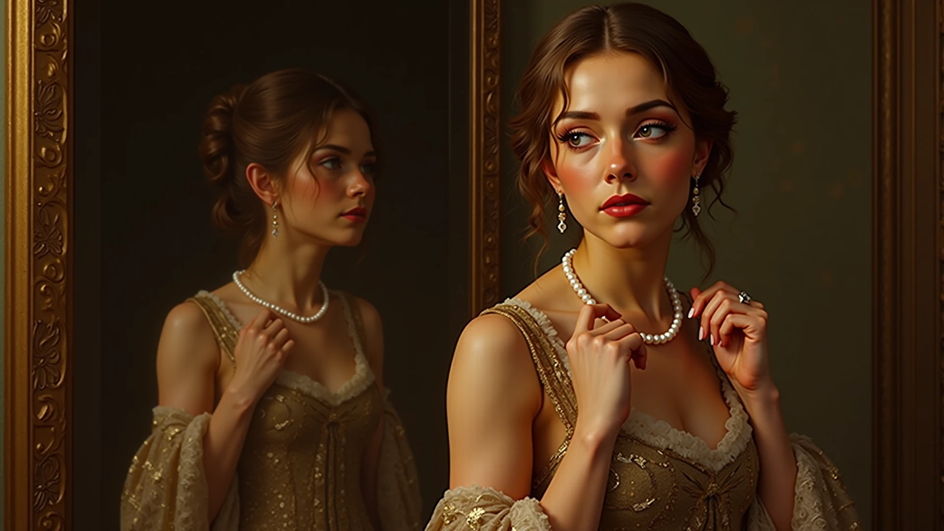 (((young french woman taking a selfie with her iphone-15))), 500 years ago, High resolution,sharp focus,(ultra detailed,extremely detailed),(((vibrant colors,vibrant theme))),(Intricate),(masterpiece),(Best Quality), cleavage, big breasts, (((it&#39;s not a painting))), (((realistic photo)))