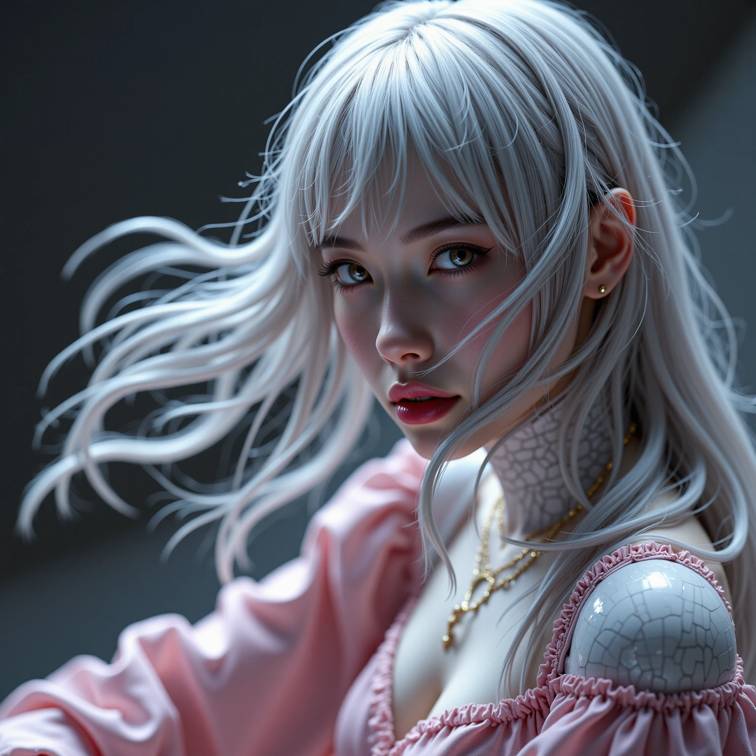 White clothes, white hair, white skin, two-dimensional upper body --auto