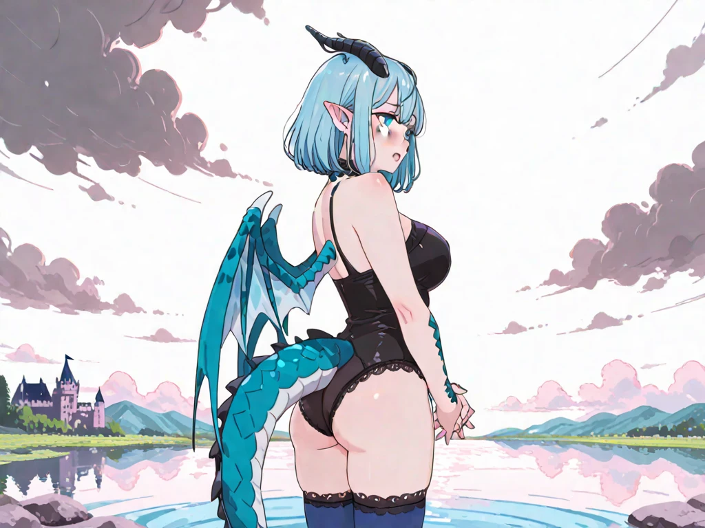 ((Highest quality)), ((masterpiece)), ((detailed)),((nsfw)) (Black dragon veiny dick)love fucking a girl love couple
beach
(wet rubber ) (one side black knee high)
bluehair,Red Eye,Long Hair Black sandal
(Hot and glowing skin) humid sweat in heat dragon
back