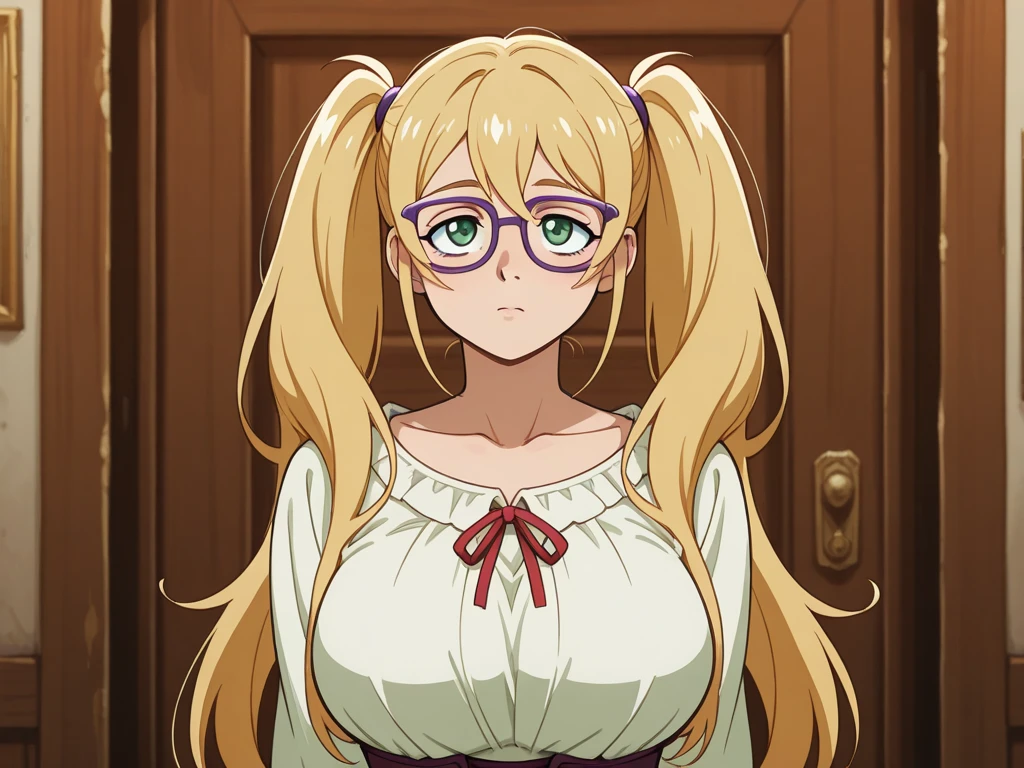 Nakahara Rishi,absurderes,Perfect Anatomy,Nakahara Mitsuki,Long hair,Red-framed eyewear,Black shirt,Tight skirt,Smile,office room,(Large breasts:1.5),Looking at Viewer,(((masutepiece))),((Best Quality)),Perfect Anatomy,8K UHD,extra detailed face,gloss and shiny,((1girl in)),((Solo)),(Beautiful detailed eyes:1.5),image perfect,(Upper body:1.1),(Look at the front:1.1),arms behind back,Slim waist,Shiny hair,Standing
