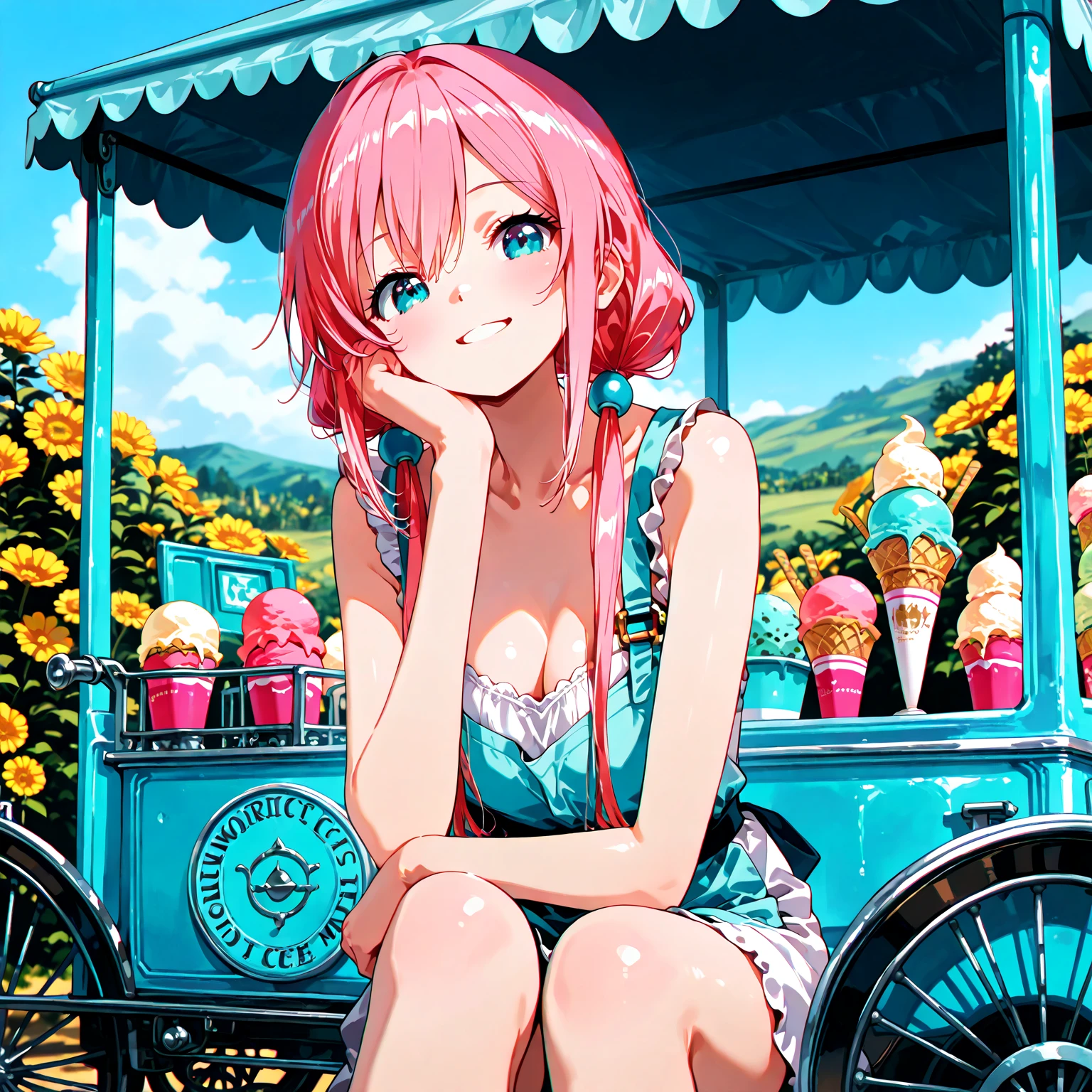 (masterpiece), (best quality), (official art, extremely detailed CG unity 8k wallpaper), (highly detailed), ((absurdres)), 1girl, mid shot, (exquisite facial features),(serafuku:1.3) ((sfw)),((clear hands)), ((white thighhighs without shoes)),aqua eyes, color contact lenses, stars in the eyes, (((colorful bubble))), colourful glass, (album cover)