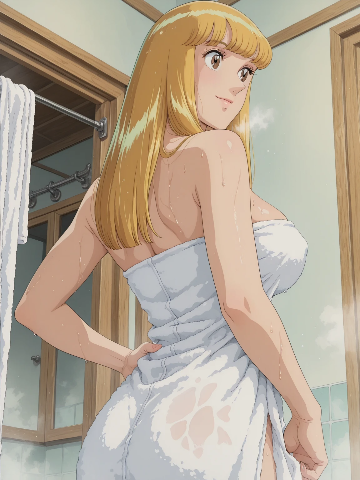 Nami LoRA「One Piece」、sexy、tits、Taking a satisfying shower、Completely naked、looking at the camera、confidence満々She is showing off her body to、Nami LoRA「One Piece」、confidence、A relaxed expression、Fearless smile、She&#39;s tucking her hair in with both hands、Nami LoRA「One Piece」、Beautiful sides
