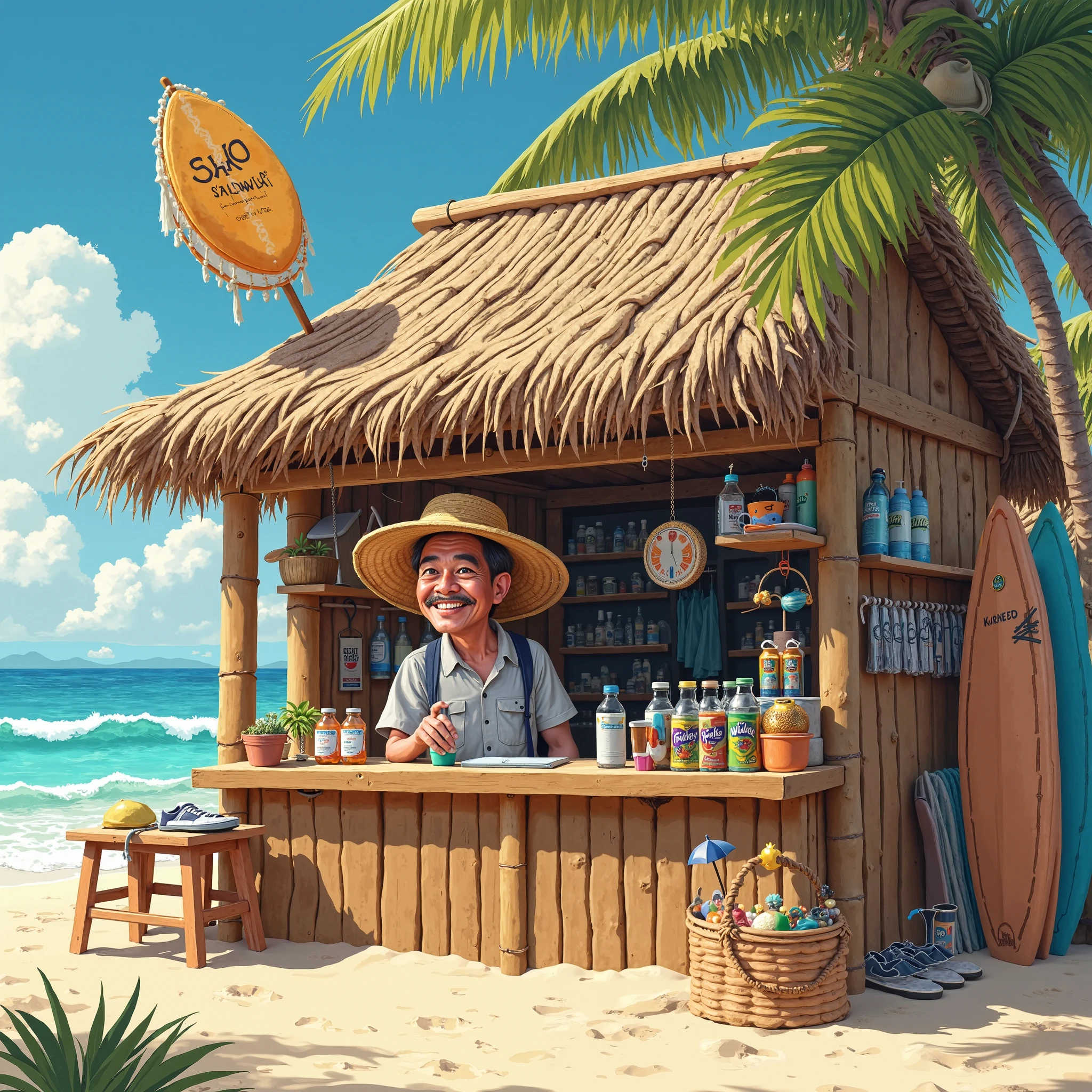 A house on the beach with a case of beer