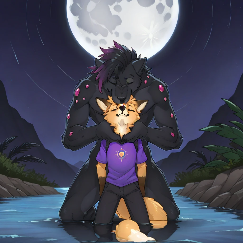 dark brown hair, purple hair, side view, from side, fellatio, ballsdeep in mouth, balls deep in mouth, penis deep in mouth, deepthroat, oral sex, blowjob, suck dick, suck penis, threesome, anal sex, anal penetration, a age boy crawling on all fours in front of a sitting boy, a boy with closed eyes sitting on a rock, a boy sitting on a rock, a teenboy crawling on all fours in front of a rock, a teenage crawling on all fours through the water, a boy kneeling behind another boy in the water, a boy fucking another boy from behind, doggy style, immersed in water, 20 years old, 2 teenage boyso boys, two teenage males, tharacters, two individual boys, duo, male male, multiple characters, ray tracing, bloom, lighting, reflections, high quality, a 20 year old human boy, 1 anthro male dragon, detailed dragon scales, detailed dragon scales all over hide, clearly outlined dragon scales all over skin, thick dragon scales. (Libido boy, Shota), two males, anthro male dragon, human, (human body), (purple body), purple dragon scales, gay, erect penis hanging in the air, forest, river, bushes, dark, night, no lights, fairy lights, darkness, fireflies, blushing, drooling, moaning, shout, shouting, wild expression, ecstatic facial expressions, cum, cum in mouth, orgasm, anthro dragon boy with a large dragon tail