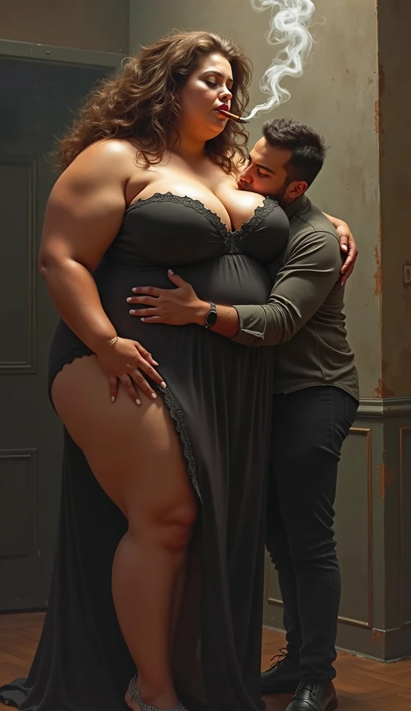 big belly man and obese woman with big belly, 8K, photorealistic