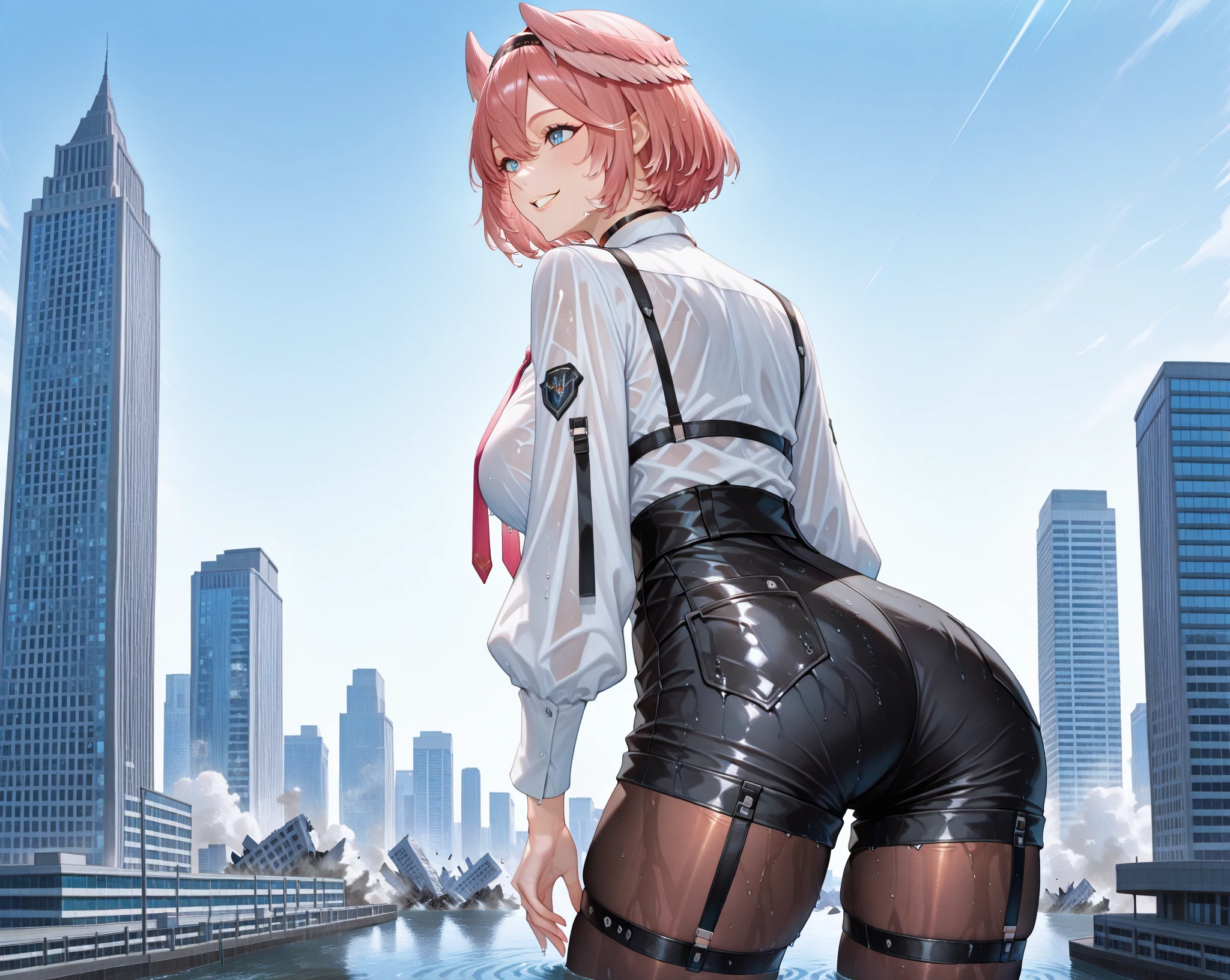 Multiple Girls, Giantアート, 非常に詳細なGiantショット, Giant, short hair, A giant beauty bigger than a skyscraper, wear rimless glasses, Big Breasts, Big Ass, In underwear, Black Pantyhose, Pantyhose Barefoot, Steam is coming out of the soles of the feet, very small metropolis, Miniature metropolis, Destroy a big city, Description of the whole body, GTS, Giga Giantess, Stomping City, Crush City, Small Town, Micro City, High resolution, Highest quality, masterpiece, Transparent Body Stockings,