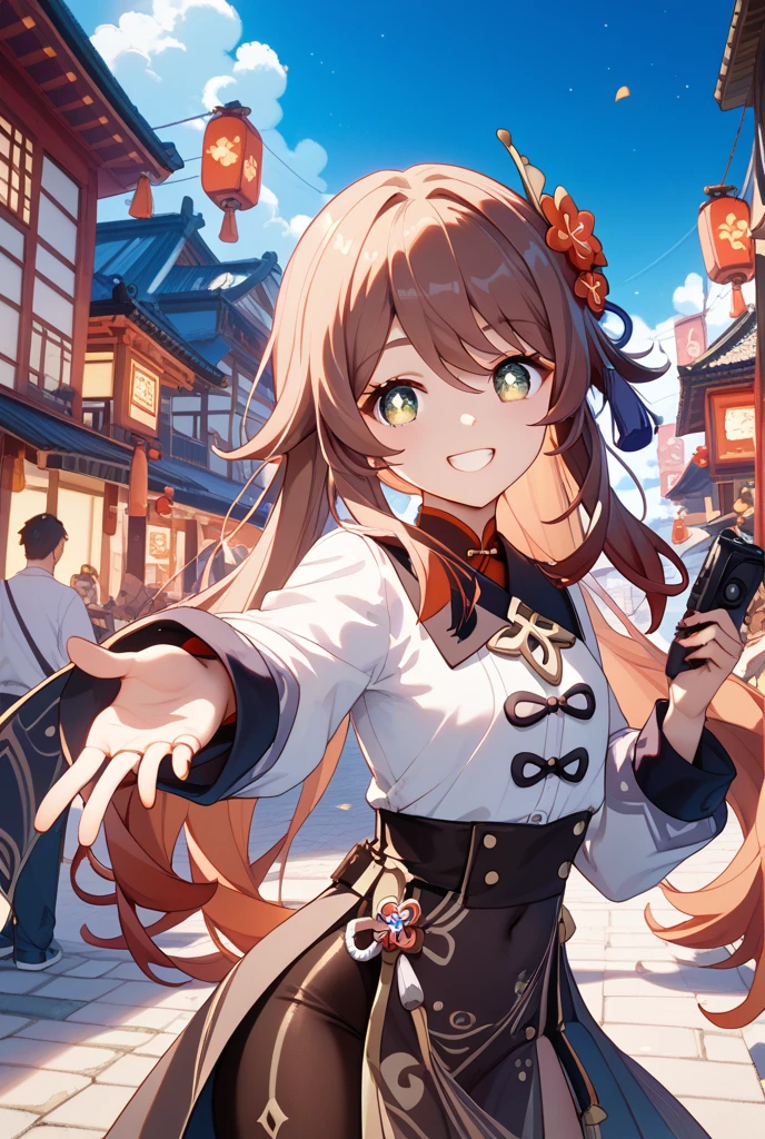 （（tmasterpiece：1.4, Best quality））+, （hyper-detailing）+, （delicate brown eyes：1.5）+, Blind girl，（Meticulous ears：1.5）, （cute girls）, （Exquisite and gorgeous Hanfu：1.5）, Long hair details, curlies, （wariza：1.2）, pale-skinned, （Yellow cloth：1.5）, （long white pants：1.4）, wine jugs, fresh flowers, long wooden staff，green leaf，grapes，aprons，Floating stones，Kongming Lantern，floating ancient city, bazaars，Giant wood, （Female shopkeeper：1.1）, （dawn light：1.2）, ）, （Close-up cleavage：1.1）, (elevation perspective:1.3), forehead jewel, Colored inner hair, Striped hair, Sad smile, disarray&#39;s gem branch, A brown-haired, first person perspective，the only person，