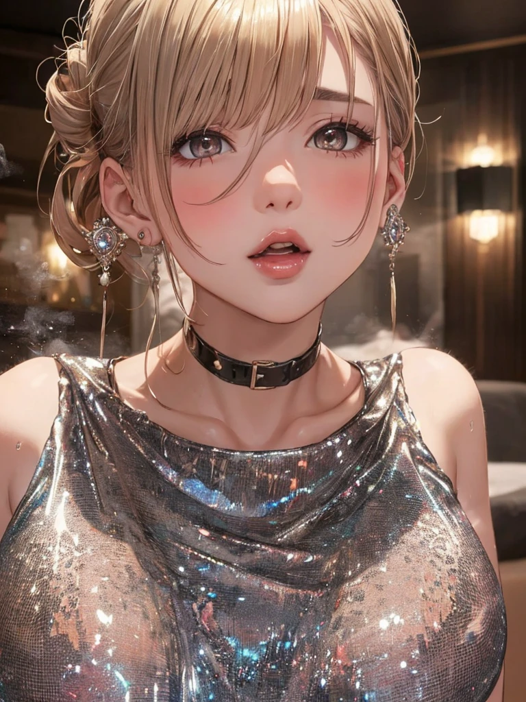 nsfw:0.75, (((HHH))), a precious special bitch hentai porn scene, Express all her emphasized feelings through her facial expressions and posing,
ultra masterpiece, ultra high quality, spectacle scale, impactful, photorealistic:1.3, ultra high resolution, described in ultra fine detail down to the minutiae, high-quality textured, clearly, depth of field, good composition, good lighting, (close-up shot), from below, spread legs, show shiny sexy panties,
sexy, sensuous, erotic, eros, horny, sexually aroused, craving:1.1, (panting), messy, loose, sticky, slimy, (raw), shiny, glaring, luxury,
flashy high-end sensual hostess, good age, celeb, sexual servant, (looking up and (enraptured:1.1 rapt:1.1 (half-open)) bedroom eyes to downward camera view)),
wearing wrinkled (see-through (vivid colorful (bright color (shiny satin) tempting seductive mini dress costume))), skindentation, Wedgie, erect nipples, (cameltoe),
sexy cute pretty y babyst makeup, detailed mouth:1.1, detailed too shiny lips:1.1, large firm breasts, Delicious body, oily wet translucent skin, messy loose fashionable:1.1 hairstyle with side-swept bangs hair, gold casual necklace earrings,
((blissful:1.5 ecstatic expression:1.1)), ((blush)), (((sweat))), a little particle sweat drops, (((steam))), ((sigh)), (((((ecstasy))))), ((((orgasm)))), (((ahegao))), cum on body,
celebrity high-end night bar lounge, sit on the luxury sofa, Give me her special H service that captivates me, ecstatic attentive escort service energetically, Her sexual desire has increased, Her sexual energy has increased, Anyway she is a very intense pervert, あっはーん,