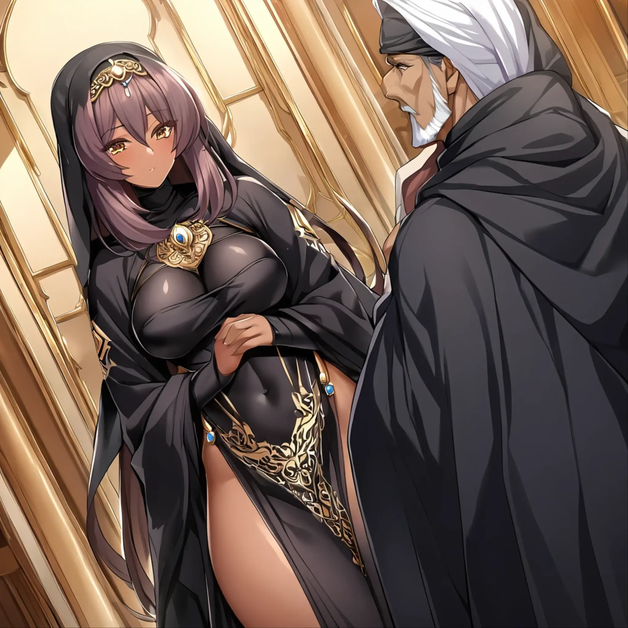 The woman is pushed down on a large bed and naked men put their dicks into her pussy and ejaculate a lot, rape her, groping her all over, gang-raping her, and a lot of semen overflows from her pussy.、((Highest quality)), ((masterpiece)), (detailed), （Perfect Face）、The woman is a Muslim Egyptian Tiara with bright brown skin, wearing a gorgeous and glittering garabiya, a gorgeous hijab, gorgeous jeweled accessories and an engagement ring in the streets of Egypt.、The woman was an elegant Egyptian Muslim with green eyes, medium blonde hair and a gorgeous, glittering garabeya and a gorgeous hijab.、（The woman is a dark-skinned Egyptian named Tiara.）