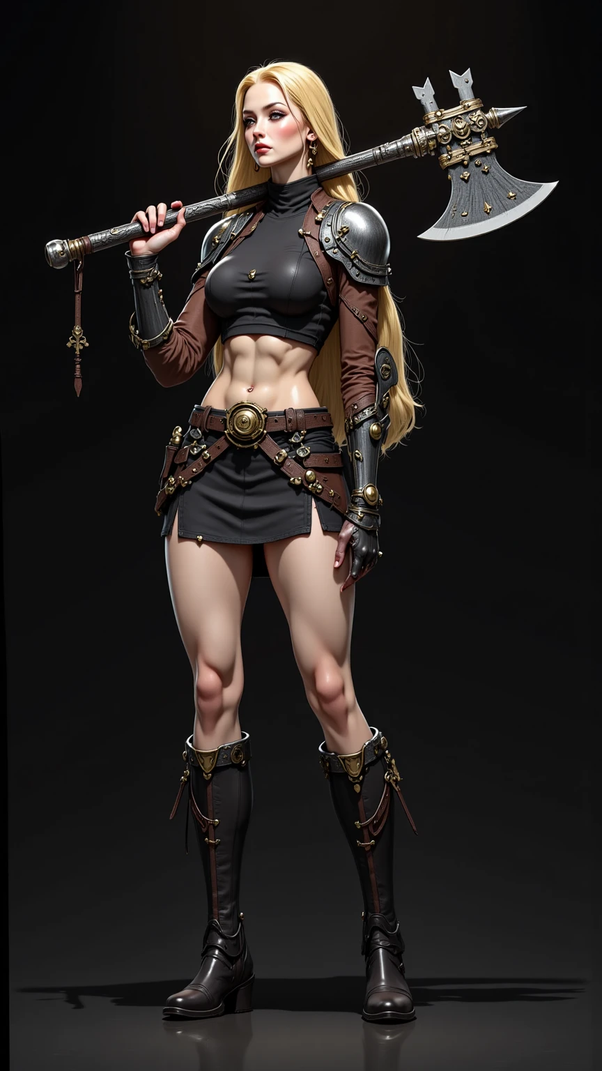 Asgard,Valkyrie,Senhora Cavaleiro,Anatomia correta,epic fantasy digital art,obra-prima,8k,high definition resolution,desenho detalhado,Qulidade Superior,, Epic composition, músculous body, tattoo on the muscular abdomen
