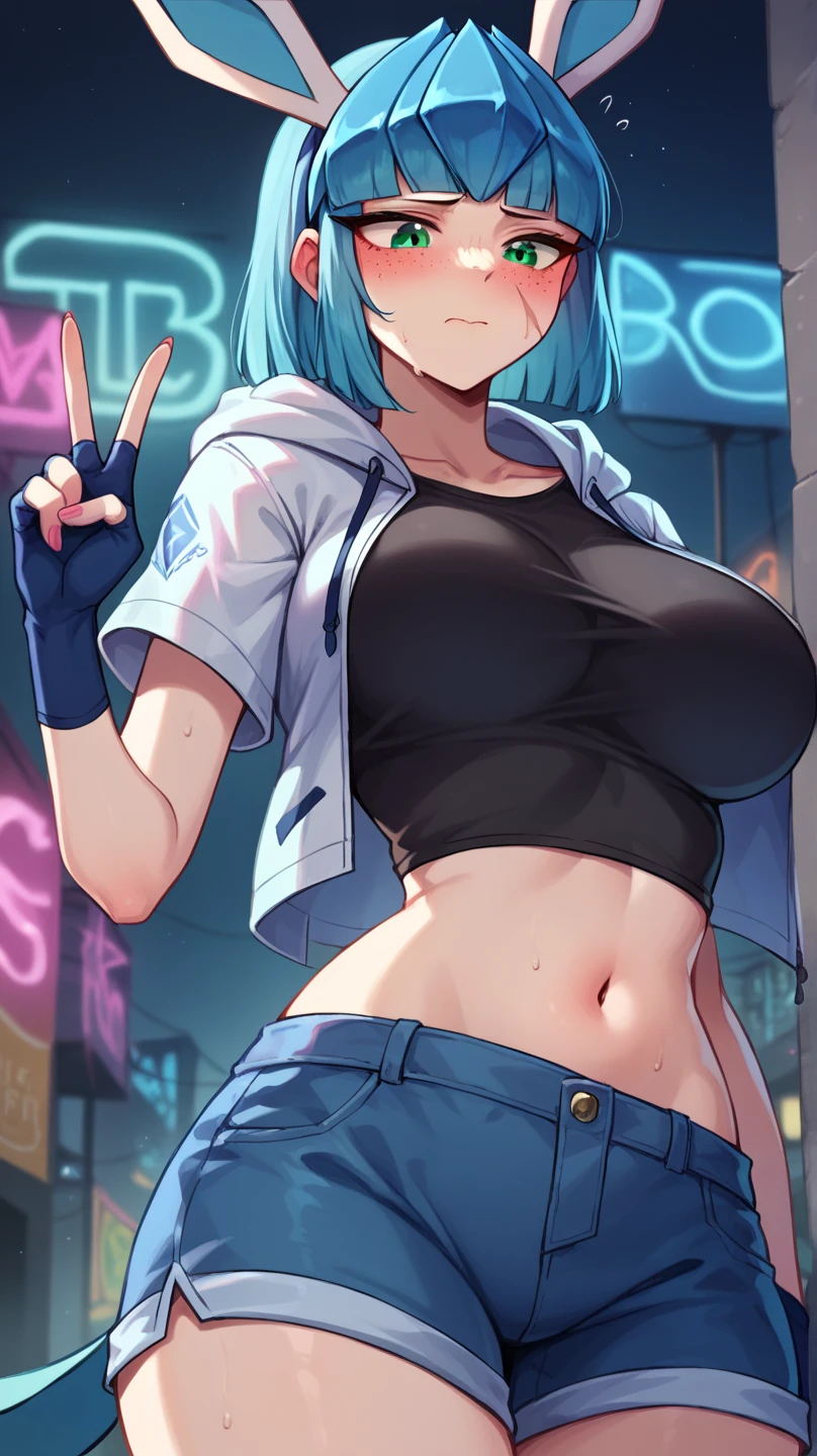 score_7, score_5, kawaii, woman blowing a bubble, baseball_cap, oversized_clothes, naked_jacket, jacket, open_jacket, large_breasts, nipples, large_areolae, (tactical_clothes), tight_pants, cameltoe, pants, bubblegum, contrapposto, hands_on_hips, (mechanical_parts, android), wide_hips, white_skin, (curvy:1.2), toned, thick_thighs, wide_hips, pastel cyberpunk theme, night,