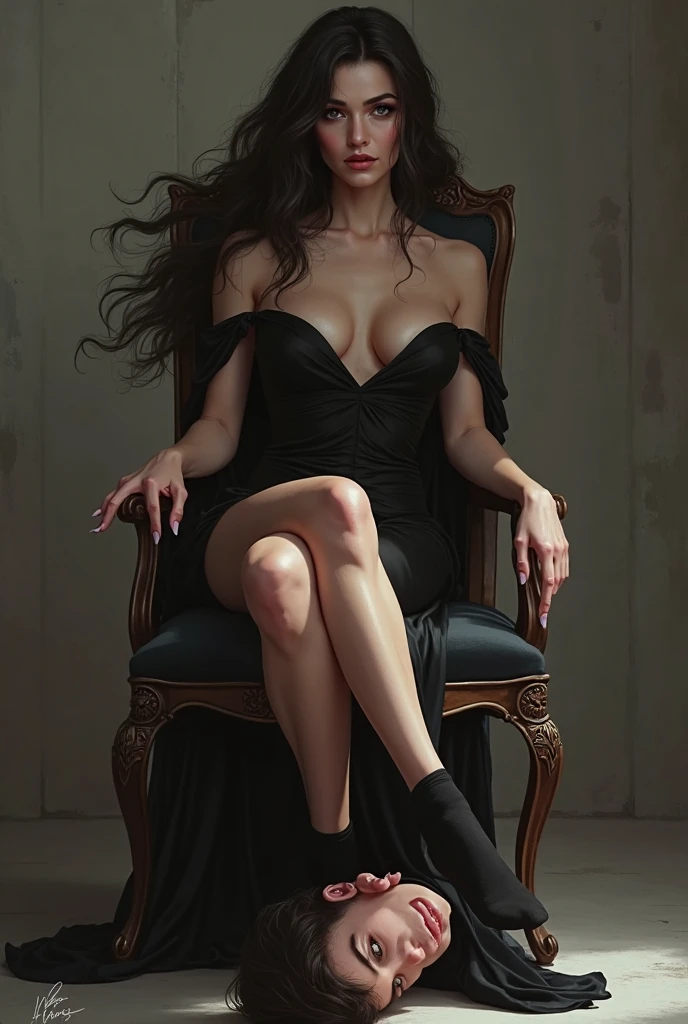 portrait of femme_fatale, long_hair, realism, 