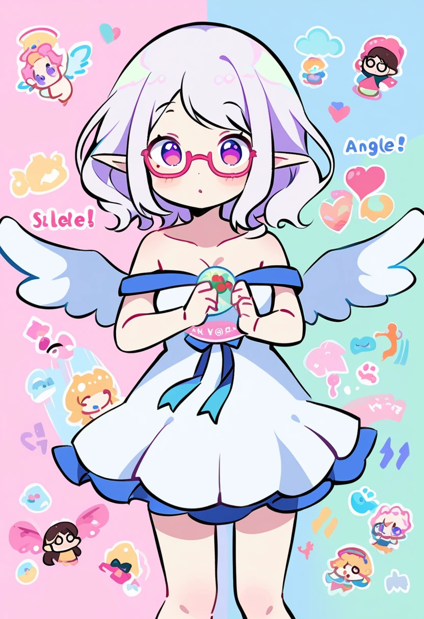 chibi character,Angel motif,(brush),((cute,kawaii,wonderland)),((pastel color)),((Cute assortment)),(A big smile with an open mouth),((hand heart:1.1)),((Animal ears:1.3)),Shiny hair,(Natural Color),((Angel:1.2)),(Fairytale:1.25),(nsfw).