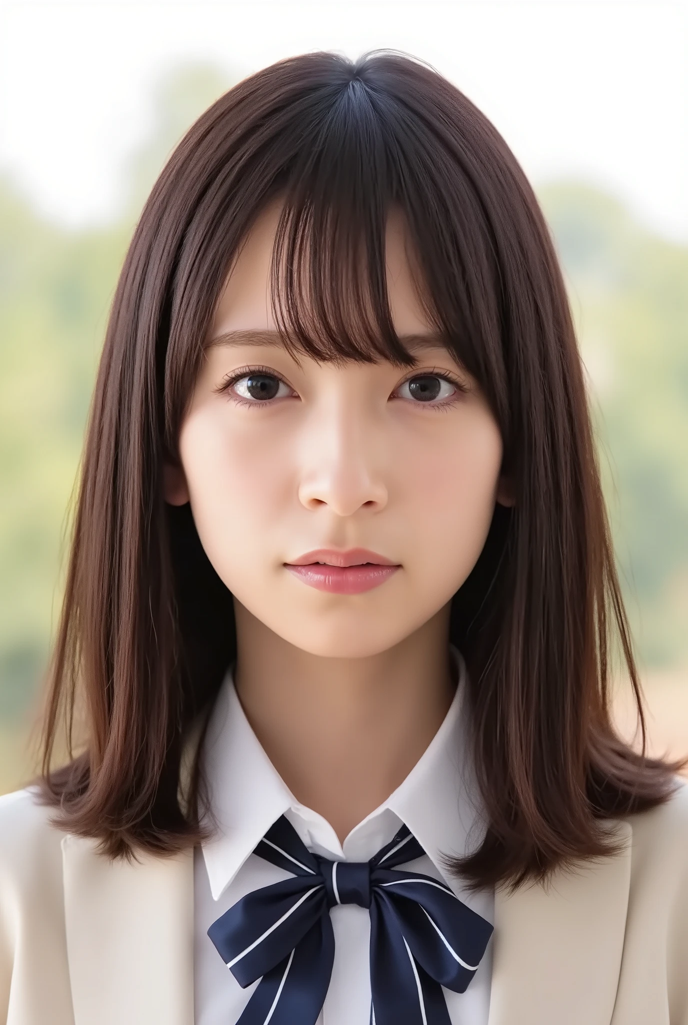 (( best quality)), (( masterpiece)), カメラ目線、、Super slender beauty、delicate body、A uniform that looks like a high school