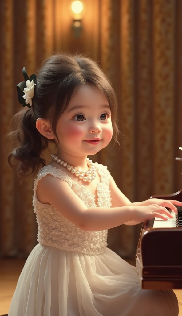 ((Top image quality、8K、​masterpiece：1.3))、Realistic high-quality photos、top-quality、5 year old girl、piano