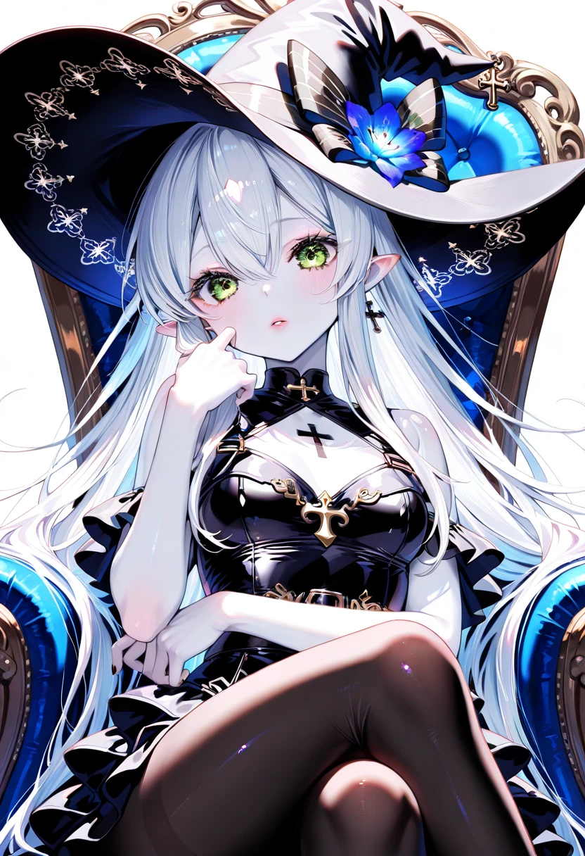 masterpiece, illustration, super detailed, kawaii, one girl, solo, witch in super cute pose, bed room, cowboy shot  ,sfw, Dynamic angle