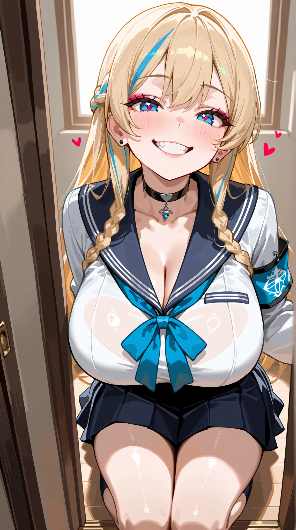 ,One girl, Perfect breasts, ,Big Breasts,View your viewers, blush, Large Breasts, smile,Big smile, sexy,sex,(orgasm:0),Blonde,Braid,Nipples,vagina,Lillie-pokemon,Holding a sign,Long eyelashes,Guide,Eye highlights,Close your mouth,Embarrassing,Embarrassed,