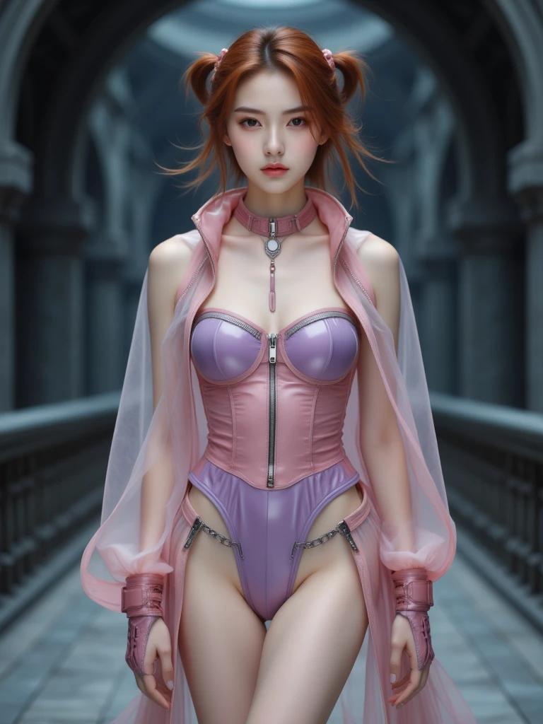 (((One girl))), (((alone))), (Highest quality,masterpiece:1.2),Intricate details,Beautiful attention to detail,Beautiful lip detail,Highly detailed eyes and face,Long eyelashes,Vampire_Lilith Mode Seven,Super curvaceous, big , Comic book style,Vibrant colors,Are standing,Innocent, whole body, Are standing, smile