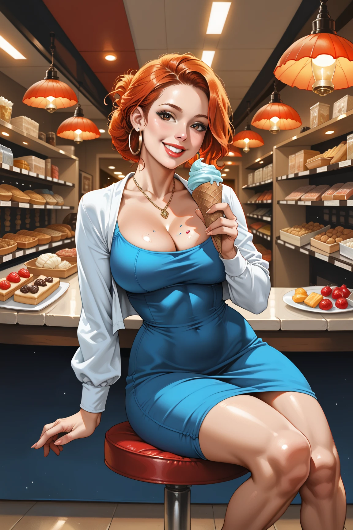 Extremely Detailed Digital CG Art by cutesexyrobutts,
Christina Hendricks is buying (melons) at the supermarket,