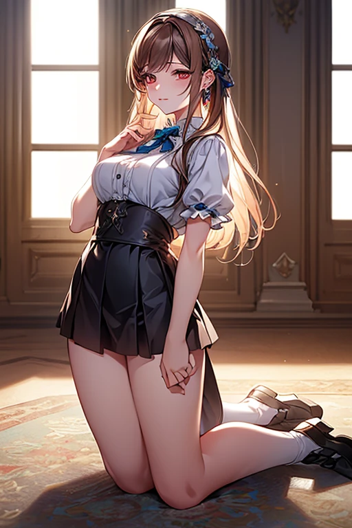 ((highest quality、High resolution、Highly detailed CG Unity 8K wallpaper))、detailed face、perfect body、unparalleled beauty、beautiful breasts、open your legs、shy smile、I'm seducing you、sing、dance、((She lifts up her skirt and shows no panties on the live stage))、Love juice dripping from the vagina