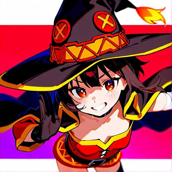 by yasehattagi, hu tao \(genshin impact\), megumin, takahashi rie, genshin impact, kono subarashii sekai ni shukufuku wo!, highres, 1girl, asymmetrical legwear, bandaged leg, bandages, bare shoulders, boots, breasts, brown hair, cosplay, dress, flower, flower-shaped pupils, hair between eyes, hair flower, hair ornament, looking at viewer, megumin \(cosplay\), off-shoulder dress, off shoulder, red dress, red eyes, short dress, short hair with long locks, simple background, single thighhigh, sitting, small breasts, solo, symbol-shaped pupils, thighhighs, voice actor connection, wariza, white background, zettai ryouiki, uncensored, best quality, masterpiece,