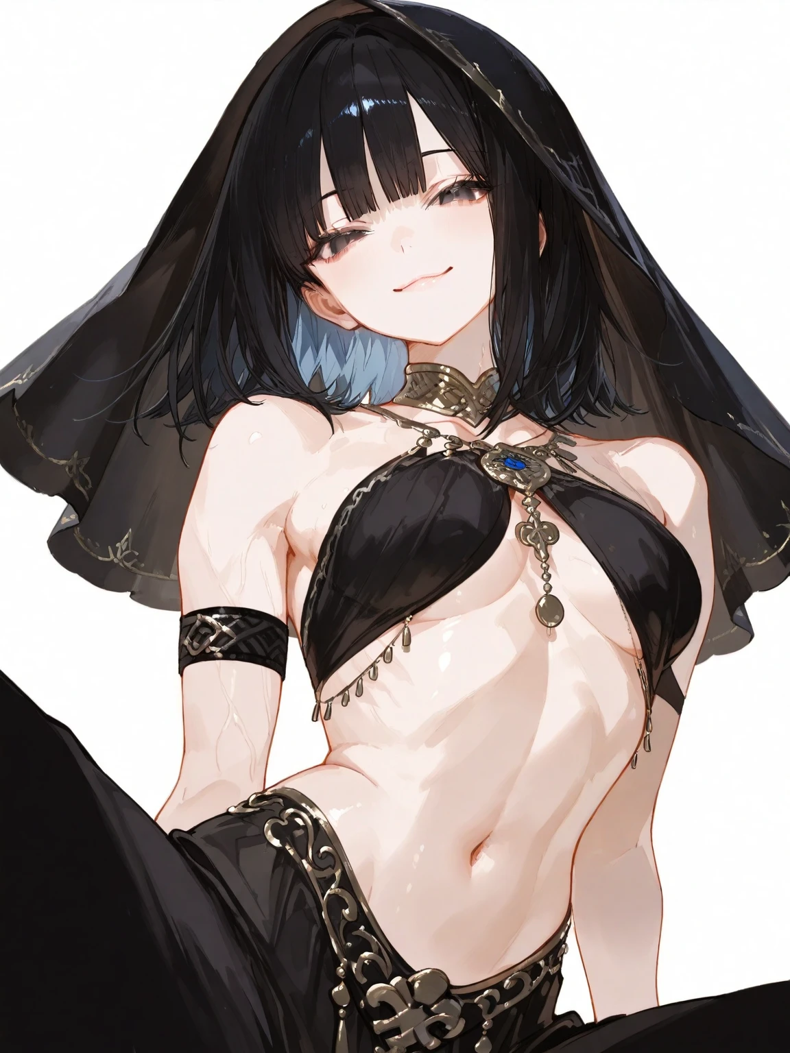 score_9, score_8_up, score_7_up, score_6_up, uncensored, Yor Briar, black hair, earrings, white hairband, hairband, long hair, sidelocks, red eyes, naughty face, shiny skin, sweating, steaming body, heavy breathing, BREAK (masterpiece:1.2), best quality, high resolution, unity 8k wallpaper, (illustration:0.8), (detailed eyes:1.3), extremely detailed face, perfect lighting, extremely detailed CG, (perfect hands, perfect anatomy), looking at viewer, 1girl, bandages, solo, bandaged_arm, choker, breasts, black_choker, collarbone, torn_clothes, navel, torn_shorts, looking_at_viewer, 